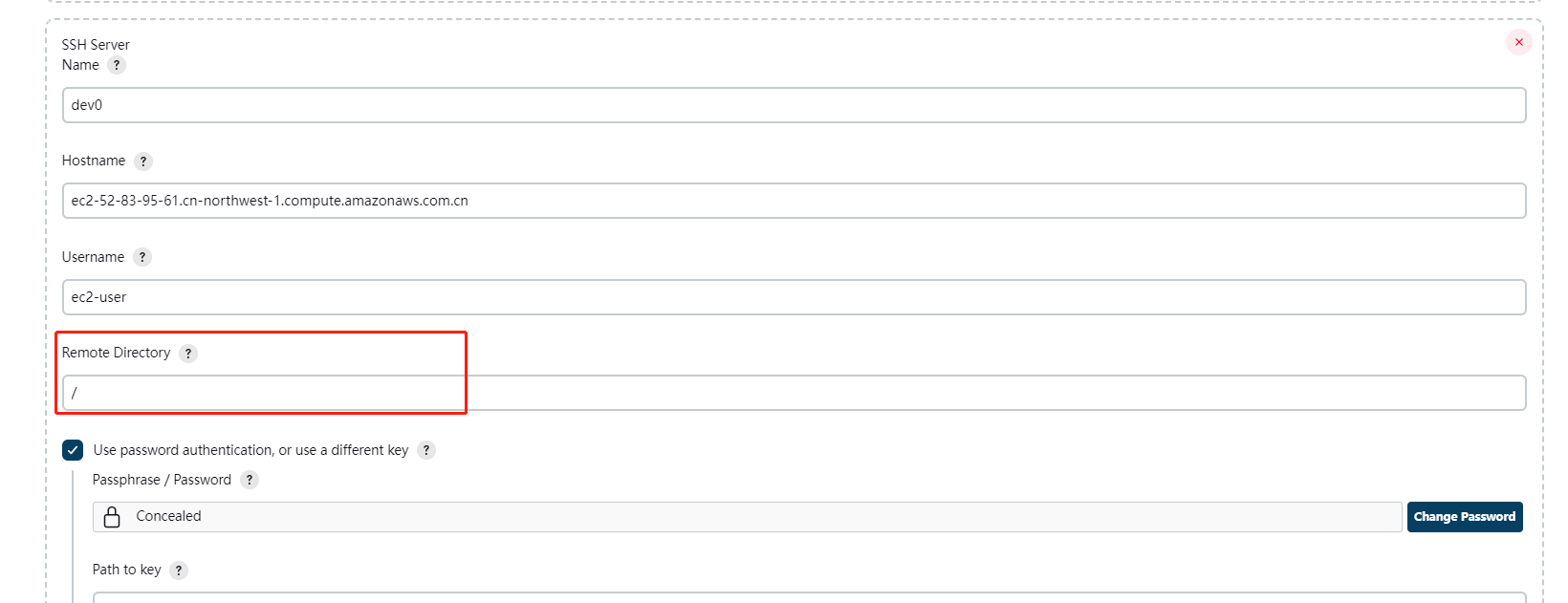 Publish over ssh