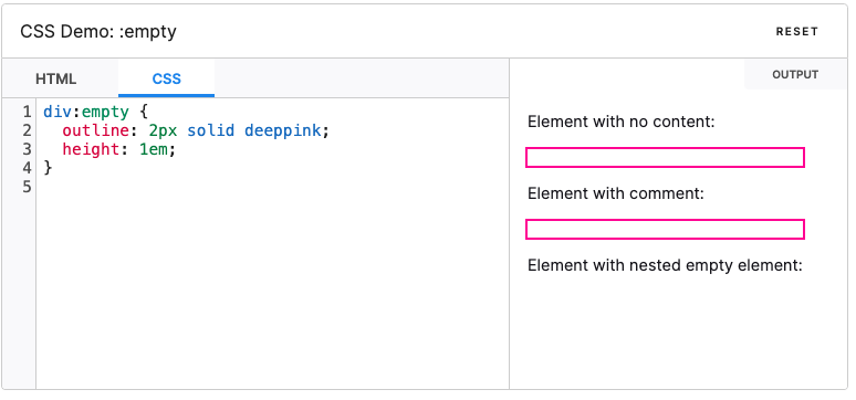 css empty