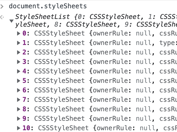document.styleSheets