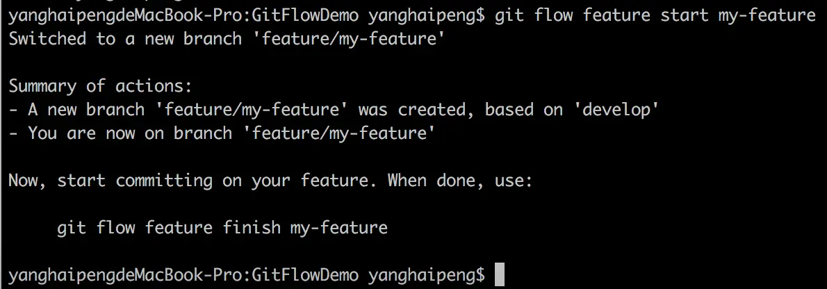 git flow start