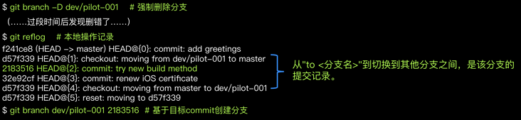 找回本地误删除的分支